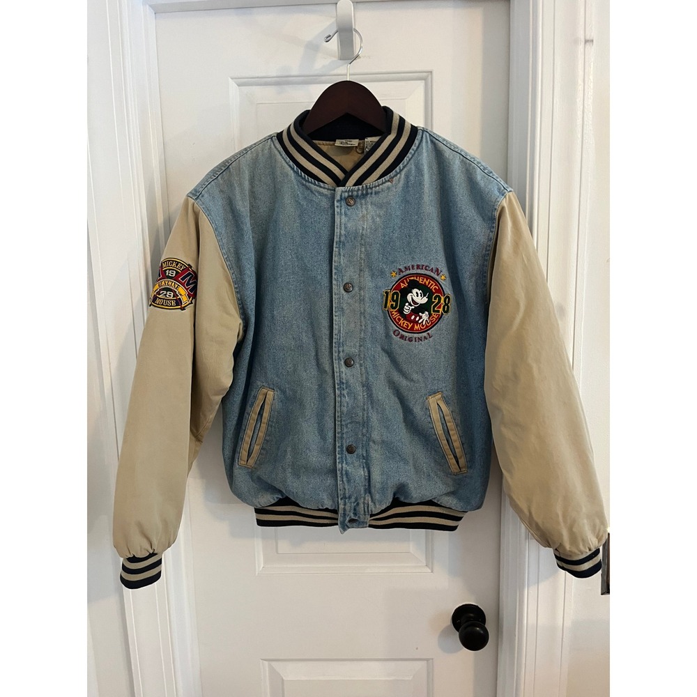 Vintage Disney Mickey Mouse Denim Varsity Jacket